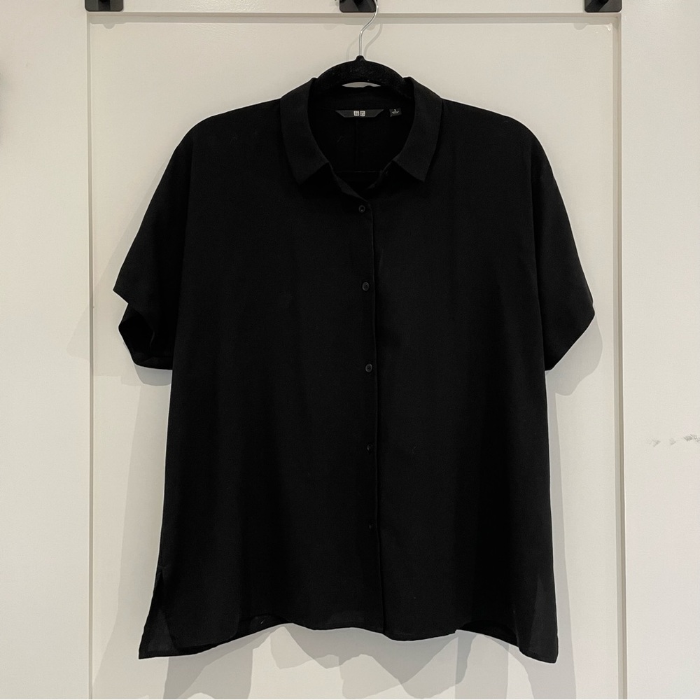 Uniqlo Black Oversized Button Down Shirt